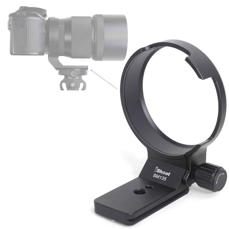iShoot CNC Tripod Mount Ring for Sigma 135mm f/1.8 DG HSM Art Lens, Aviation Aluminum Lens Tripod Collar Support Bracket Holder with Quick Release Plate Compatible with Arca-Swiss fit Tripod Ball Head - Image 1